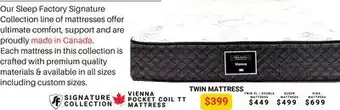 The Sleep Factory VIENNA POCKET COIL TT TWIN MATTRESS offer