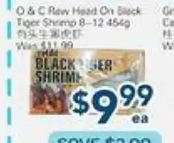 Oceans Fresh Food Market O & C Raw Head on Back Tiger Shrimp 8 -12 offer
