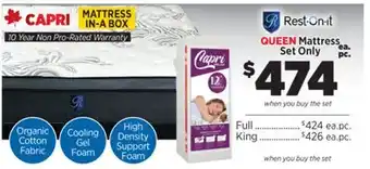 Surplus Furniture Capri Queen Mattress Set offer
