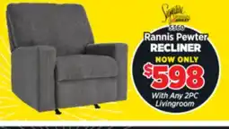 Surplus Furniture Rannis Pewter Recliner offer