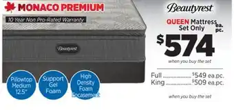 Surplus Furniture Monaco Premium Queen Mattress Set offer