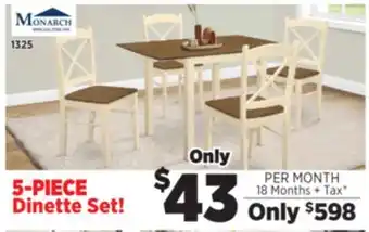 Surplus Furniture Cream & Oak 5Pc Dinette Set offer