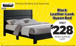 Surplus Furniture Black Leather-Look Queen Bed offer