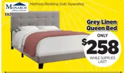 Surplus Furniture Grey Linen Queen Bed offer