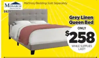 Surplus Furniture Grey Linen Queen Bed offer