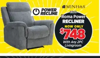 Surplus Furniture Roma Grey Power Recliner offer