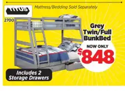 Surplus Furniture Grey Twin/Full Bunk Bed offer