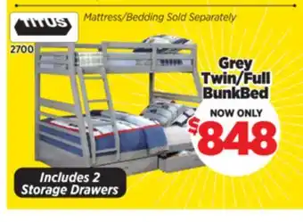 Surplus Furniture Grey Twin/Full Bunk Bed offer
