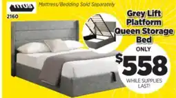 Surplus Furniture Grey Linen Platform-Lift Queen Bed w/ Storage offer