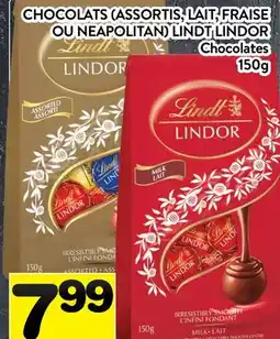 Supermarché PA CHOCOLATS (ASSORTIS, LAIT, FRAISE OU NEAPOLITAN) LINDT LINDOR | CHOCOLATES offer