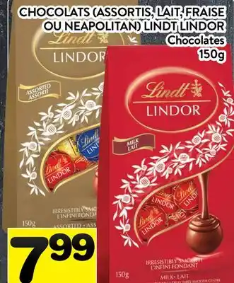 Supermarché PA CHOCOLATS (ASSORTIS, LAIT, FRAISE OU NEAPOLITAN) LINDT LINDOR | CHOCOLATES offer