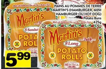 Supermarché PA PAINS AU POMMES DE TERRE MARTIN'S (HAMBURGER, MINI HAMBURGER OU HOT DOG) | POTATO BUNS offer