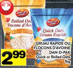 Supermarché PA GRUAU RAPIDE OU FLOCONS D'AVOINE DAN-D-PAK | QUICK OR ROLLED OATS offer