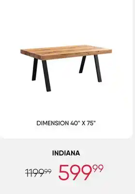 Meubles RD Indiana - Rectangular Dining Table 75 offer