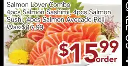 Ample Food Market Salmon Lover Combo 4 pcs Salmon Sashimi, 4 pcs Salmon Sushi, 4 pcs Salmon Avocado Roll offer