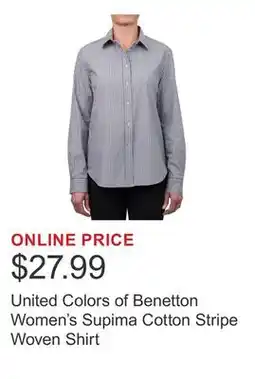 Costco United Colors of Benetton Women's Supima Cotton Stripe Woven Shirt offer