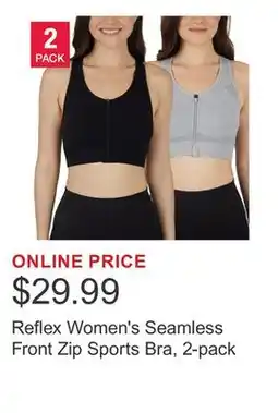 Costco Reflex Women's Seamless Front Zip Sports Bra, 2-pack offer