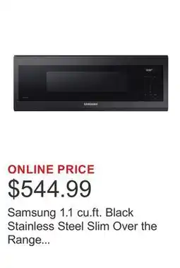 Costco Samsung 1.1 cu.ft. Black Stainless Steel Slim Over the Range Microwave - 550 CFM offer
