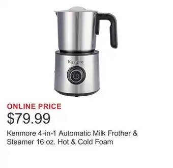 Costco Kenmore 4-in-1 Automatic Milk Frother & Steamer 16 oz. Hot & Cold Foam offer