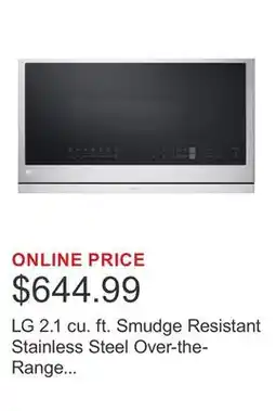 Costco LG 2.1 cu. ft. Smudge Resistant Stainless Steel Over-the-Range Microwave with ExtendaVent offer
