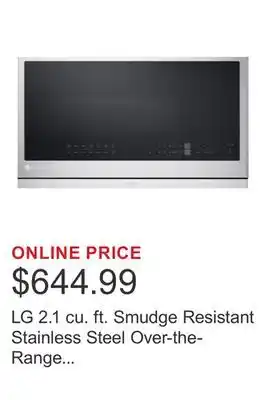 Costco LG 2.1 cu. ft. Smudge Resistant Stainless Steel Over-the-Range Microwave with ExtendaVent offer