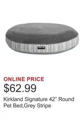 Costco Kirkland Signature 42 Round Pet Bed,Grey Stripe offer