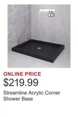 Costco Streamline Acrylic Corner Shower Base offer
