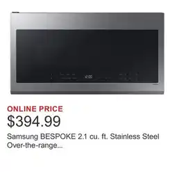 Costco Samsung BESPOKE 2.1 cu. ft. Stainless Steel Over-the-range Microwave - 400 CFM offer