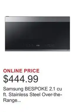 Costco Samsung BESPOKE 2.1 cu ft. Stainless Steel Over-the-Range Microwave, 400 CFM offer