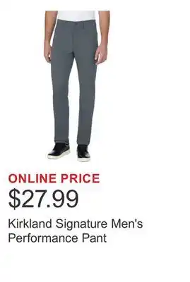 Costco Kirkland Signature Men's Performance Pant offer