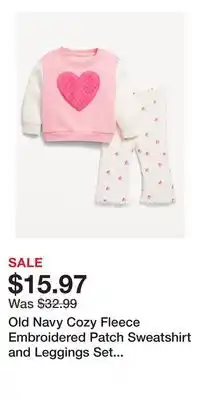 Old Navy Old Navy Cozy Fleece Embroidered Patch Sweatshirt and Leggings Set for Baby offer