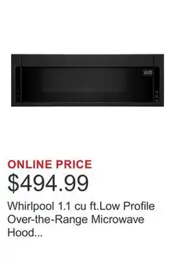 Costco Whirlpool 1.1 cu ft.Low Profile Over-the-Range Microwave Hood Combination - 400 CFM offer