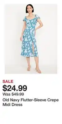 Old Navy Old Navy Flutter-Sleeve Crepe Midi Dress offer