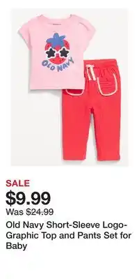 Old Navy Old Navy Short-Sleeve Logo-Graphic Top and Pants Set for Baby offer