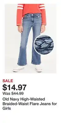Old Navy Old Navy High-Waisted Braided-Waist Flare Jeans for Girls offer