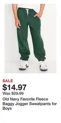 Old Navy Old Navy Favorite Fleece Baggy Jogger Sweatpants for Boys offer