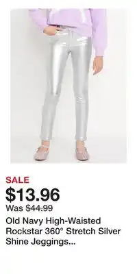 Old Navy Old Navy High-Waisted Rockstar 360° Stretch Silver Shine Jeggings for Girls offer