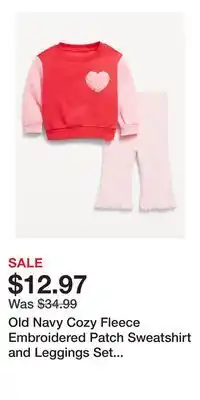 Old Navy Old Navy Cozy Fleece Embroidered Patch Sweatshirt and Leggings Set for Baby offer