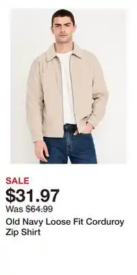 Old Navy Old Navy Loose Fit Corduroy Zip Shirt offer