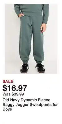 Old Navy Old Navy Dynamic Fleece Baggy Jogger Sweatpants for Boys offer