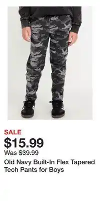 Old Navy Old Navy Built-In Flex Tapered Tech Pants for Boys offer