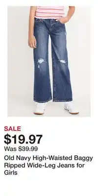 Old Navy Old Navy High-Waisted Baggy Ripped Wide-Leg Jeans for Girls offer