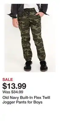 Old Navy Old Navy Built-In Flex Twill Jogger Pants for Boys offer