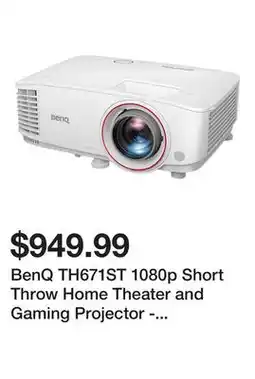 Newegg BenQ TH671ST 1080p Short Throw Home Theater and Gaming Projector - White offer
