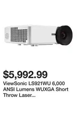 Newegg ViewSonic LS921WU 6,000 ANSI Lumens WUXGA Short Throw Laser Installation Projector - White offer