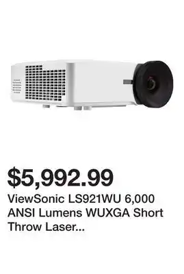 Newegg ViewSonic LS921WU 6,000 ANSI Lumens WUXGA Short Throw Laser Installation Projector - White offer