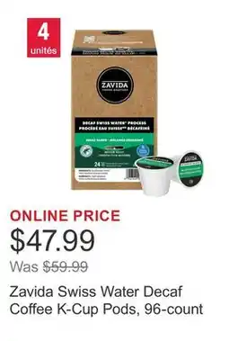 Costco Zavida Swiss Water Decaf Coffee K-Cup Pods, 96-count offer