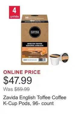 Costco Zavida English Toffee Coffee K-Cup Pods, 96- count offer