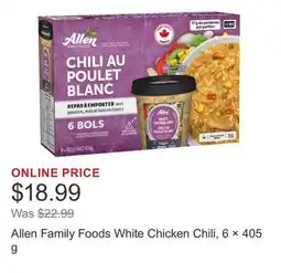 Costco Allen Family Foods White Chicken Chili, 6 × 405 g offer