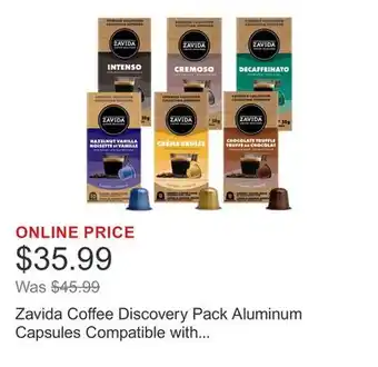 Costco Zavida Coffee Discovery Pack Aluminum Capsules Compatible with Nespresso Original System, 60 count offer